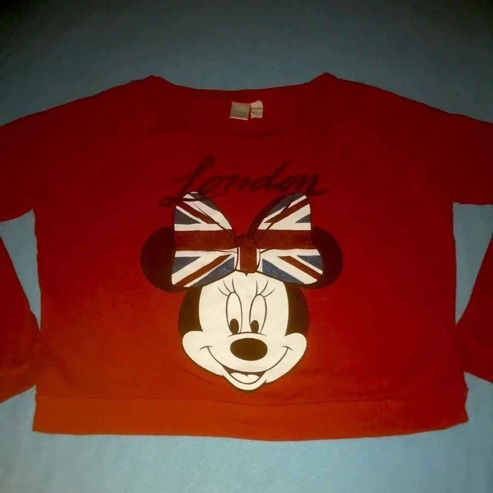 DISNEY X FOREVER 21 London Minnie mouse red long sleeve oversized size SP